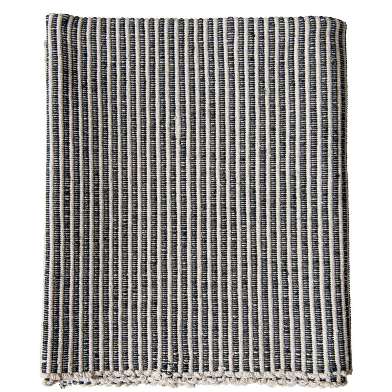 Gracie Oaks Mankato Striped Cotton Black/White Area Rug Wayfair